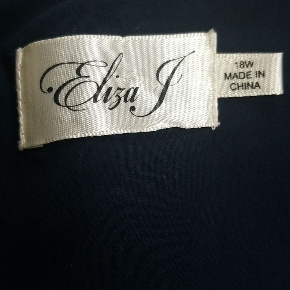 Eliza J Navy Dress Short Sleeve Fit Flare Back Zipper Size 18W - Picture 6 of 8